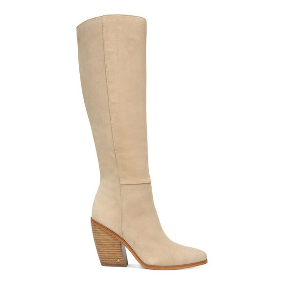 NWT SAM EDELMAN Womens Beige Annabel Almond Leather Heeled Boots 9.5 M - Picture 2 of 5